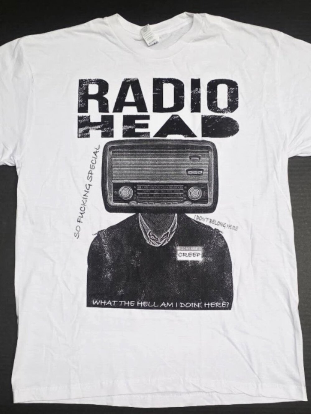 Rare RADIOHEAD Adult screenprint cotton band music Men's Tee White New xxl